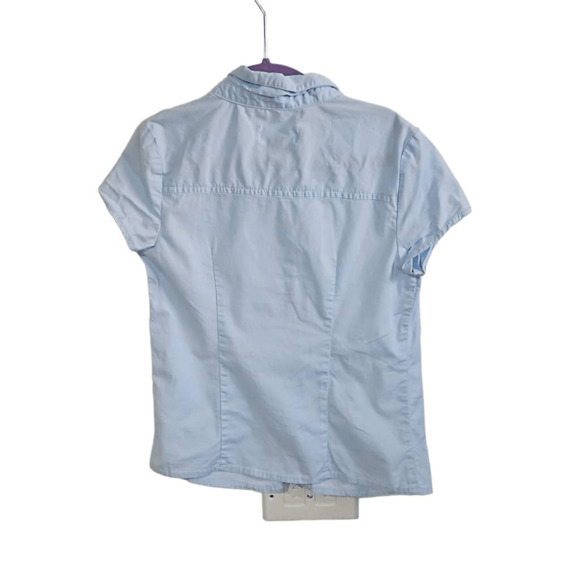 Old Navy Girls Button Down Cap Sleeve Shirt Blue 6-7 - Picture 2 of 5